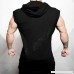 Sports Hooded T Shirt Men Donci Fashion Slim Fit Running Fitness Essentials Tees Stitching Pocket Solid Color Tops Black 2 B07QFQF5D4